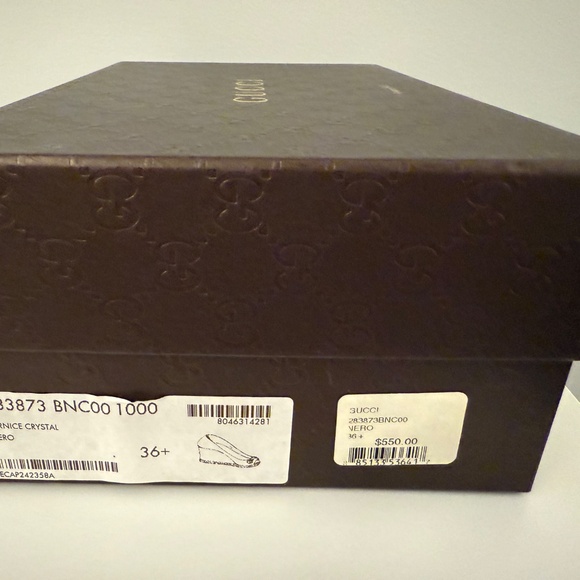 Gucci Charlotte Patent Leather Peep toe Wedge Pumps, Black, Size 6 - Picture 10 of 10